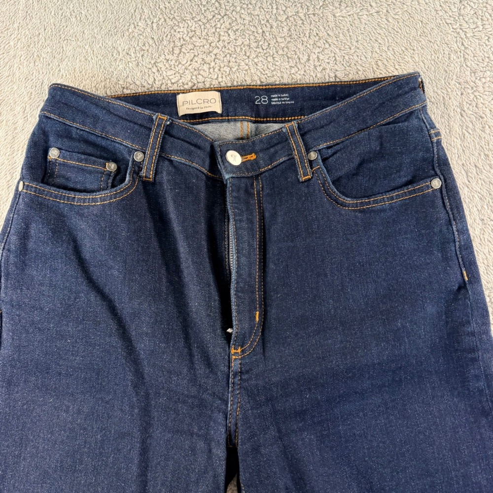 Pilcro High Rise Straight Leg Classic Preppy Denim Jeans Womens 28 Dark Wash